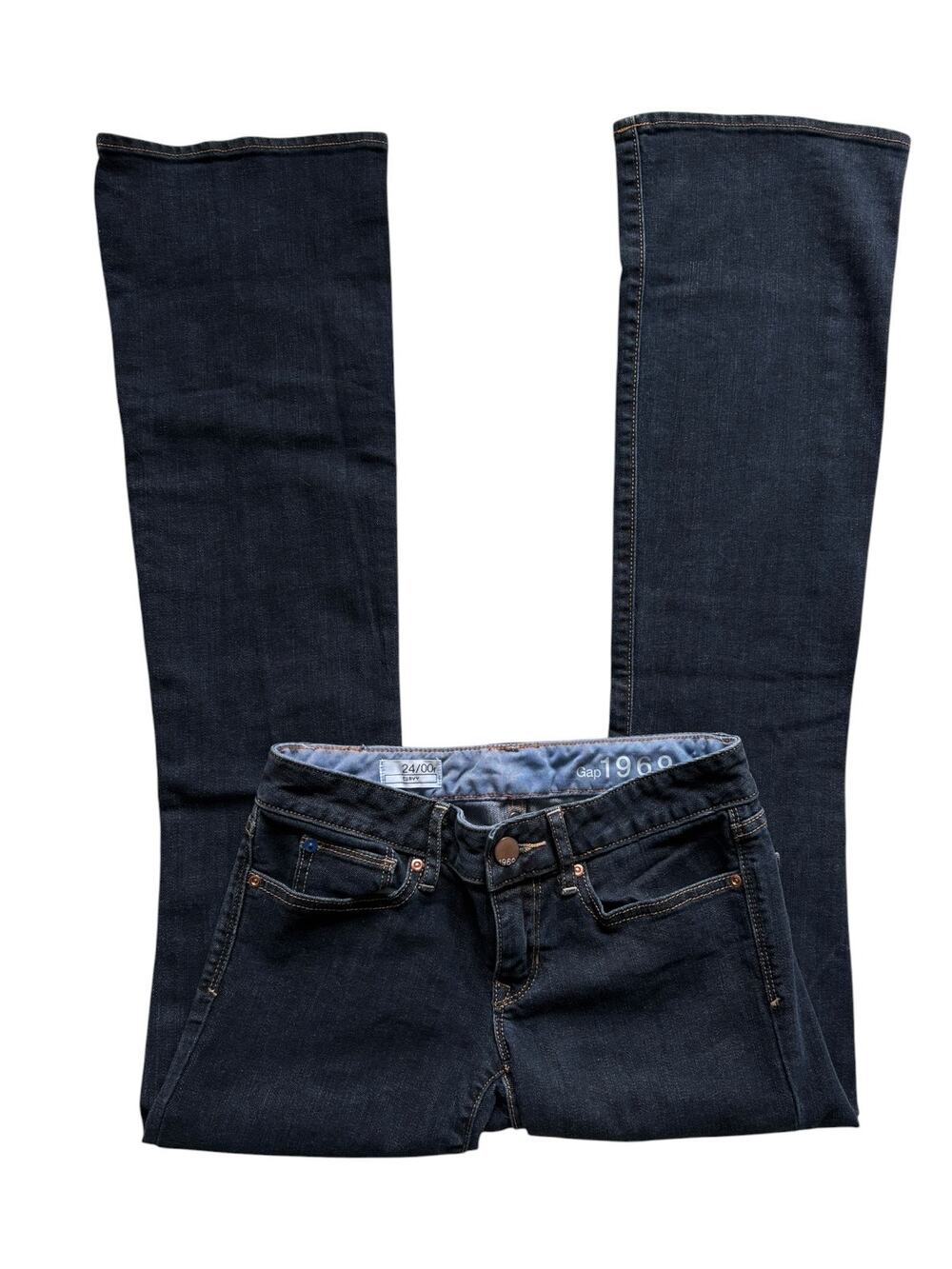 Vintage Gap 1969 Low Rise Curvy Bootcut Jeans Dark Wash Blue Denim Y2K sz 24 OOR